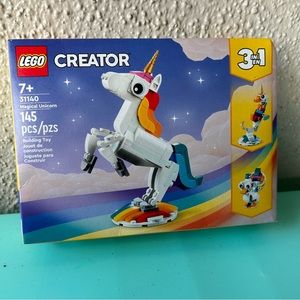 LEGO Creator 3 in 1 Magical Unicorn Seahorse Peacock Set 31140 145 pieces NIB